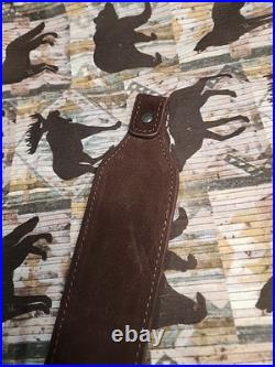 Vintage Suede Whitetail Diamond Stitched Field & Stream Leather Rifle Sling