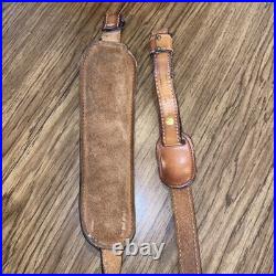 Vintage Tooled Leather Rifle Sling Padded with Deer Scene Adjustable Strap