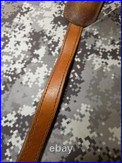 Vintage Tooled Whitetail Acorn Stitched Padded Suede Backed Leather Rifle Sling