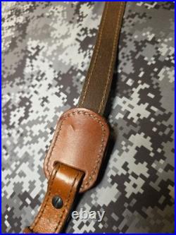 Vintage Tooled Whitetail Acorn Stitched Padded Suede Backed Leather Rifle Sling