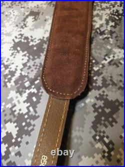 Vintage Tooled Whitetail Acorn Stitched Padded Suede Backed Leather Rifle Sling