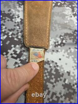 Vintage Torel Suede White Stitched Tooled Whitetail Padded Leather Rifle Sling