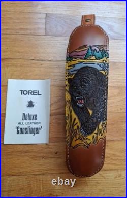 Vintage Torel Tooled Brown Bear Grizzly Leather Rifle Padded Sling Model 4753