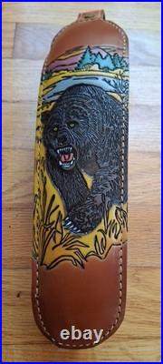 Vintage Torel Tooled Brown Bear Grizzly Leather Rifle Padded Sling Model 4753