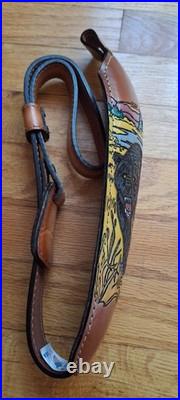 Vintage Torel Tooled Brown Bear Grizzly Leather Rifle Padded Sling Model 4753