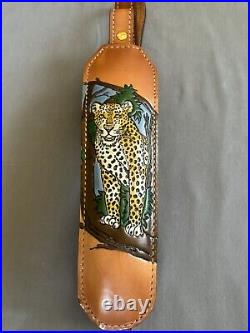 Vintage Torel USA Made Rifle Sling Cowhide 4843 Tooled Leopard Hunting