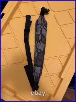 Vintage Trebark Gun Sling Adjustable Camo and Leather Rifle Sling