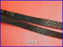 Vintage Weave Design Embossed 1 Leather Rifle Sling US Military Style QD Swivel Vintage Weave Design Embossed 1 Leather Rifle Sling US Military Style QD Swivel