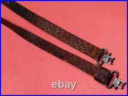 Vintage Weave Design Embossed 1 Leather Rifle Sling US Military Style QD Swivel