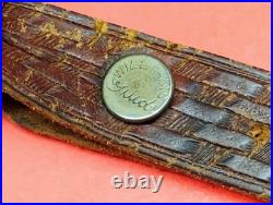 Vintage Weave Design Embossed 1 Leather Rifle Sling US Military Style QD Swivel