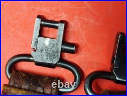 Vintage Weave Design Embossed 1 Leather Rifle Sling US Military Style QD Swivel