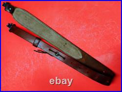 Vintage Weave White Stitched Design Leather Rifle Sling Suede Backed QD Swivels