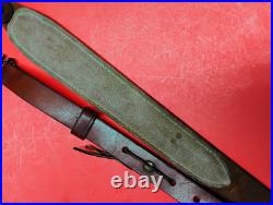 Vintage Weave White Stitched Design Leather Rifle Sling Suede Backed QD Swivels