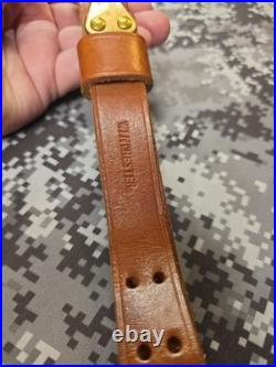 Vintage Winchester Leather Rifle Buckle Sling With Swivels Win Winchester Sling