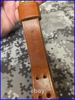 Vintage Winchester Leather Rifle Buckle Sling With Swivels Win Winchester Sling