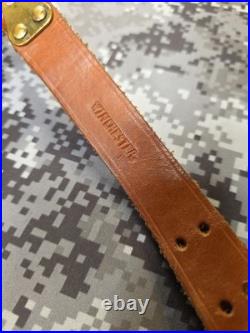 Vintage Winchester Leather Rifle Buckle Sling With Swivels Win Winchester Sling