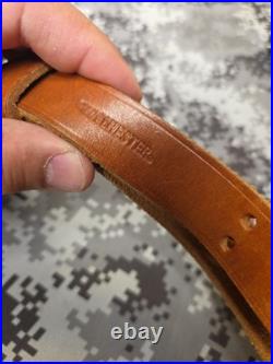 Vintage Winchester Leather Rifle Buckle Sling With Swivels Win Winchester Sling