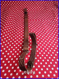 Vintage York Arms Memphis Tn Tooled Buckle Leather Rifle Sling With Swivels