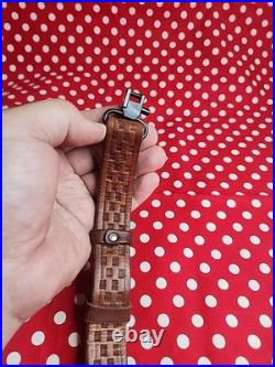 Vintage York Arms Memphis Tn Tooled Buckle Leather Rifle Sling With Swivels