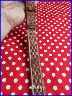 Vintage York Arms Memphis Tn Tooled Buckle Leather Rifle Sling With Swivels