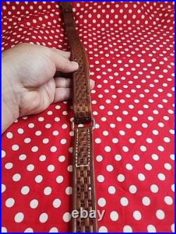 Vintage York Arms Memphis Tn Tooled Buckle Leather Rifle Sling With Swivels