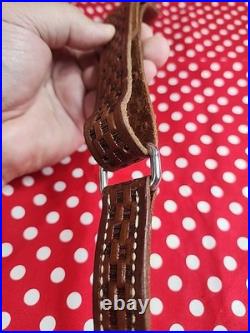 Vintage York Arms Memphis Tn Tooled Buckle Leather Rifle Sling With Swivels