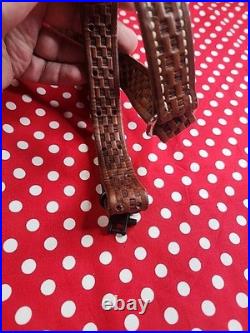 Vintage York Arms Memphis Tn Tooled Buckle Leather Rifle Sling With Swivels