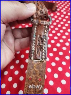 Vintage York Arms Memphis Tn Tooled Buckle Leather Rifle Sling With Swivels
