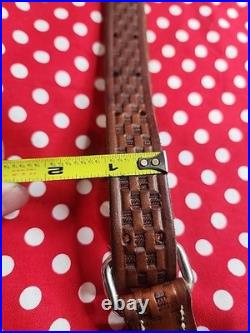 Vintage York Arms Memphis Tn Tooled Buckle Leather Rifle Sling With Swivels