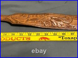Vintage hand tooled LEATHER Rifle Sling 7220W + Swivel MARKED BUT CANNOT READ