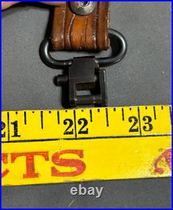 Vintage hand tooled LEATHER Rifle Sling 7220W + Swivel MARKED BUT CANNOT READ