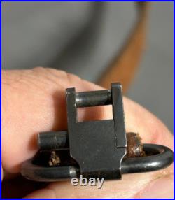Vintage hand tooled LEATHER Rifle Sling 7220W + Swivel MARKED BUT CANNOT READ