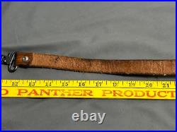 Vintage hand tooled LEATHER Rifle Sling 7220W + Swivel MARKED BUT CANNOT READ