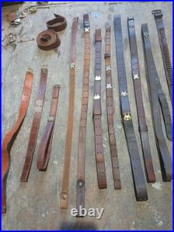 Vintage leather rifle sling lot