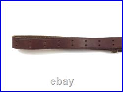 Vintage original Boyt 1 narrow brown leather rifle sling brass hardware 749555