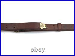 Vintage original Boyt 1 narrow brown leather rifle sling brass hardware 749555