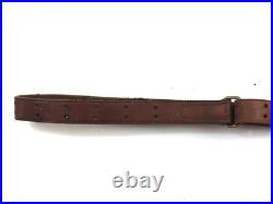 Vintage original Boyt 1 narrow brown leather rifle sling brass hardware 749555