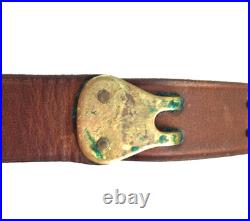 Vintage original Boyt 1 narrow brown leather rifle sling brass hardware 749555