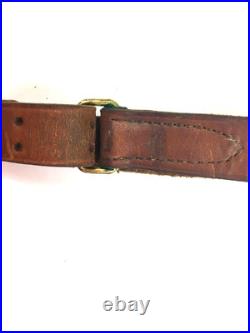 Vintage original Boyt 1 narrow brown leather rifle sling brass hardware 749555