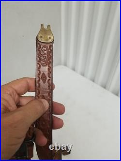 Vtg BOYT TOOLED NARROW LEATHER RIFLE SLING WITH SWIVELS 1 Winchester 70