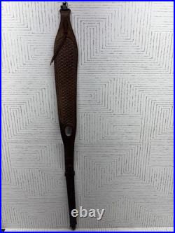 Vtg Bianchi Cobra Grande Sling Stitched Tooled Leather Rifle Thumbhole