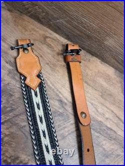 Vtg. Browning Leather And Braided Nylon Sling W Swivels