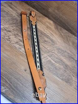 Vtg. Browning Leather And Braided Nylon Sling W Swivels