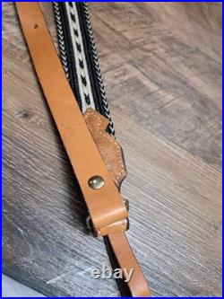 Vtg. Browning Leather And Braided Nylon Sling W Swivels