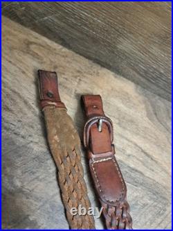 Vtg Kassinar Woven Leather Rifle Sling