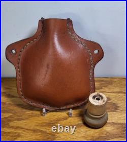Vtg Leather Round Ball Flask, daisy Powerline Slingshot, 59 Balls, will Need A Band