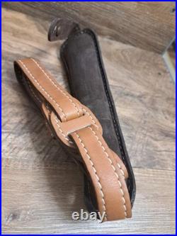 Vtg. Pioneer Padded Leather Rifle Sling, Hand Painted Deer Design