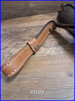 Vtg. Pioneer Padded Leather Rifle Sling, Hand Painted Deer Design