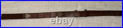 Vtg WWI WWII leather 1.25 wide RIFLE SLING steel hook M1907 M1903 Garand Spring