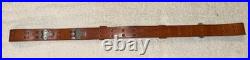 Vtg WWI WWII leather 1.25 wide RIFLE SLING steel hook M1907 M1903 Garand Spring
